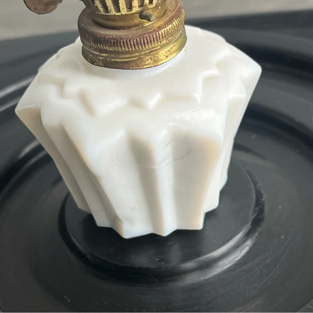 Milk Glass Oil Lamp Art Deco